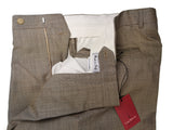Luigi Bianchi Trousers 34 Light Brown Micro Check Pleated front Full Leg Wool