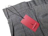 Luigi Bianchi Trousers 34 Grey Plaid Pleated front Full Leg Wool/Cashmere