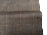 Luigi Bianchi Trousers 36 Light Brown Windowpane Pleated front Full Leg Wool