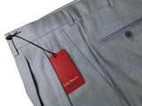 Luigi Bianchi Trousers 38 Sky Blue Pleated front Full Leg Wool
