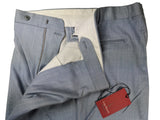 Luigi Bianchi Trousers 38 Sky Blue Pleated front Full Leg Wool