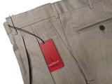 Luigi Bianchi Trousers 38 Light Greyish Beige Pleated front Full Leg Wool