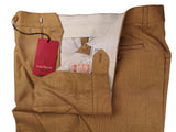 Luigi Bianchi Trousers 34 Golden Tan Flat front Full Leg Wool
