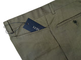 Luigi Bianchi Lubiam Trousers 36 Olive Green Flat front Full Leg Wool