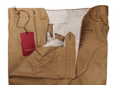 Luigi Bianchi Trousers 38 British Tan Flat front Full Leg Wool