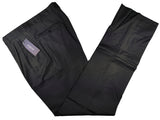 Luigi Bianchi Lubiam Trousers 36 Charcoal Blue Pleated front Full Leg Wool