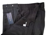 Luigi Bianchi Lubiam Trousers 36 Charcoal Blue Pleated front Full Leg Wool