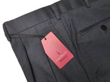 Luigi Bianchi Trousers 36 Blue-Grey Pleated front Straight Leg Wool