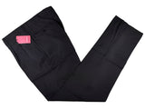 Luigi Bianchi Trousers 38 Navy Blue Pleated front Straight Leg Wool