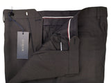Luigi Bianchi Lubiam Trousers 40 Charcoal Brown Pleated front Straight Leg Wool