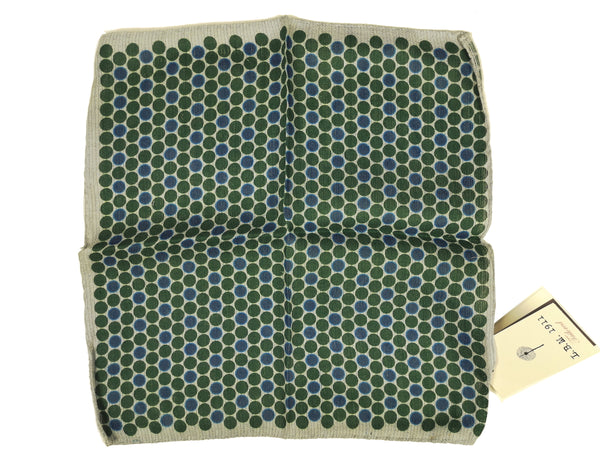 LBM 1911 Pocket Square Cement with Green/Blue Dots Linen/Cotton