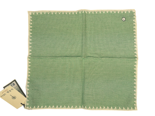 LBM 1911 Pocket Square White Green Melange Cotton