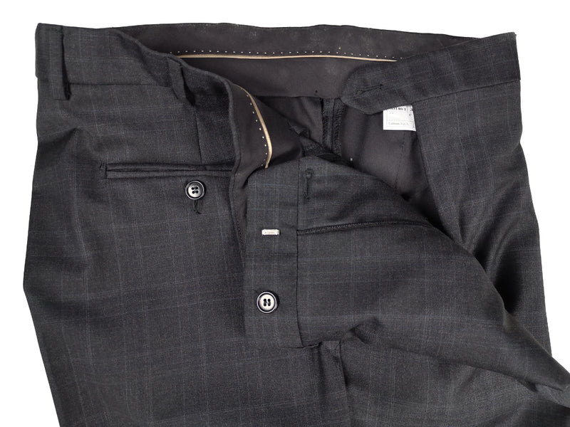 Luigi Bianchi Suit 42R Charcoal Soft Plaid Double Breasted Wool Reda