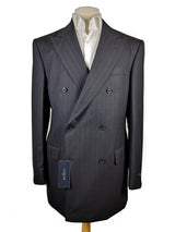 Luigi Bianchi LUBIAM Suit 40L Navy Pinstripes Double Breasted Wool