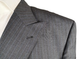 Luigi Bianchi LUBIAM 3 Piece Suit 48/50L Custom Grey Striped Double Breasted Pure wool