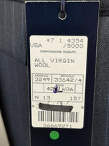 Luigi Bianchi LUBIAM Suit 42L Dark blue pinstripes Double breasted Pure wool