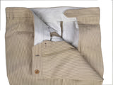 Luigi Bianchi LUBIAM Suit 42R Light Tan with White stripes 2-Button Linen/Silk