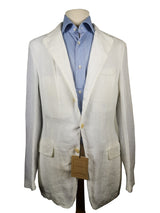 Luigi Bianchi Suit LBM 1911 42R/42L White 3 Rolling 2-Button Pure Linen