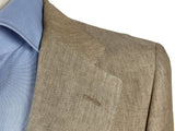 Luigi Bianchi Suit 43/44R Tan Herringbone 2-Button Heavy Linen