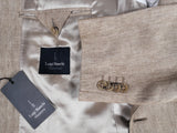 Luigi Bianchi Suit 43/44R Tan Herringbone 2-Button Heavy Linen