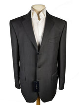 Luigi Bianchi Lubiam Suit 40R Charcoal Beaded Pinstriped 3-Button Wool