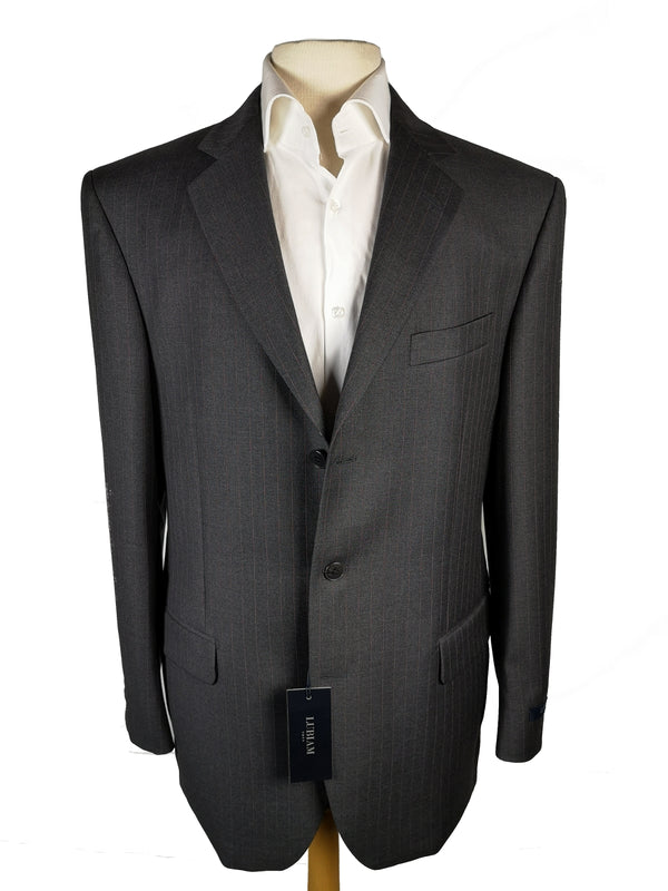 Luigi Bianchi Lubiam Suit 40R Charcoal Beaded Pinstriped 3-Button Wool