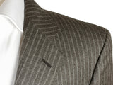 Luigi Bianchi Suit 40R Earthy Grey Striped 3-Button Wool Flannel