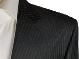 Luigi Bianchi Suit 40R Charcoal White/Blue Striped 3-Button 140's Wool