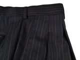 Luigi Bianchi Suit 40R Charcoal White/Blue Striped 3-Button 140's Wool