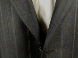 Luigi Bianchi Suit 40R Charcoal Blue Stripes 3-Button Wool Zegna