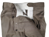 Luigi Bianchi Suit 40R Light Cocoa Brown Striped 3-Button 140's Wool