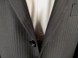 Luigi Bianchi Lubiam Suit 40R Black soft Brown Stripes 3-Button Wool Reda