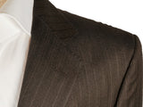 Luigi Bianchi Suit 40R Soft Brown Striped 3-Button Wool/Cashmere
