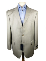 Luigi Bianchi Lubiam Suit 42R Light Greyish Beige Striped 3-button 110's Wool