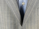Luigi Bianchi Lubiam Suit 42R Taupe Grey Striped 3-button Wool/Mohair