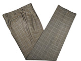 Luigi Bianchi Suit 42R Taupe Grey Sharkskin Sky Windowpane Plaid 3-button Wool