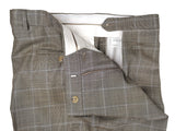 Luigi Bianchi Suit 42R Taupe Grey Sharkskin Sky Windowpane Plaid 3-button Wool