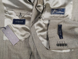 Luigi Bianchi Lubiam Suit 42R Greyish Beige Broken Stripes 3-button Wool Tessilotrona