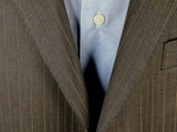 Luigi Bianchi Suit 42R Charcoal Brown Striped 3-button Wool