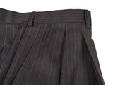 Luigi Bianchi Suit 42R Charcoal Brown Striped 3-button Wool