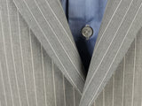 Luigi Bianchi Suit 42R Light Grey Striped 3-button 120's Wool