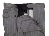 Luigi Bianchi Suit 42R Mid Grey Striped 3-button Wool