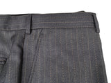 Luigi Bianchi Lubiam Suit 42R Mid Grey Fancy Tan Striped 3-button 120's Wool