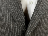 Luigi Bianchi Suit 42R Charcoal Brown Chalk Stripes 2-Button Wool/Cashmere Flannel