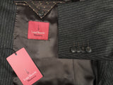 Luigi Bianchi Suit 42R Charcoal Brown Chalk Stripes 2-Button Wool/Cashmere Flannel