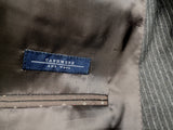 Luigi Bianchi Suit 42R Charcoal Brown Chalk Stripes 2-Button Wool/Cashmere Flannel