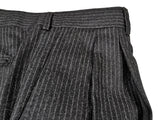 Luigi Bianchi Suit 42R Charcoal Brown Chalk Stripes 2-Button Wool/Cashmere Flannel