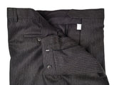Luigi Bianchi Suit 42R Charcoal Brown Chalk Stripes 2-Button Wool/Cashmere Flannel