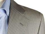 Luigi Bianchi Lubiam Suit 38R Mid Grey Striped 3-Button Wool