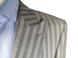 Luigi Bianchi Suit 42R Grey Striped 1-Button Peak Lapel Wool/Mohair